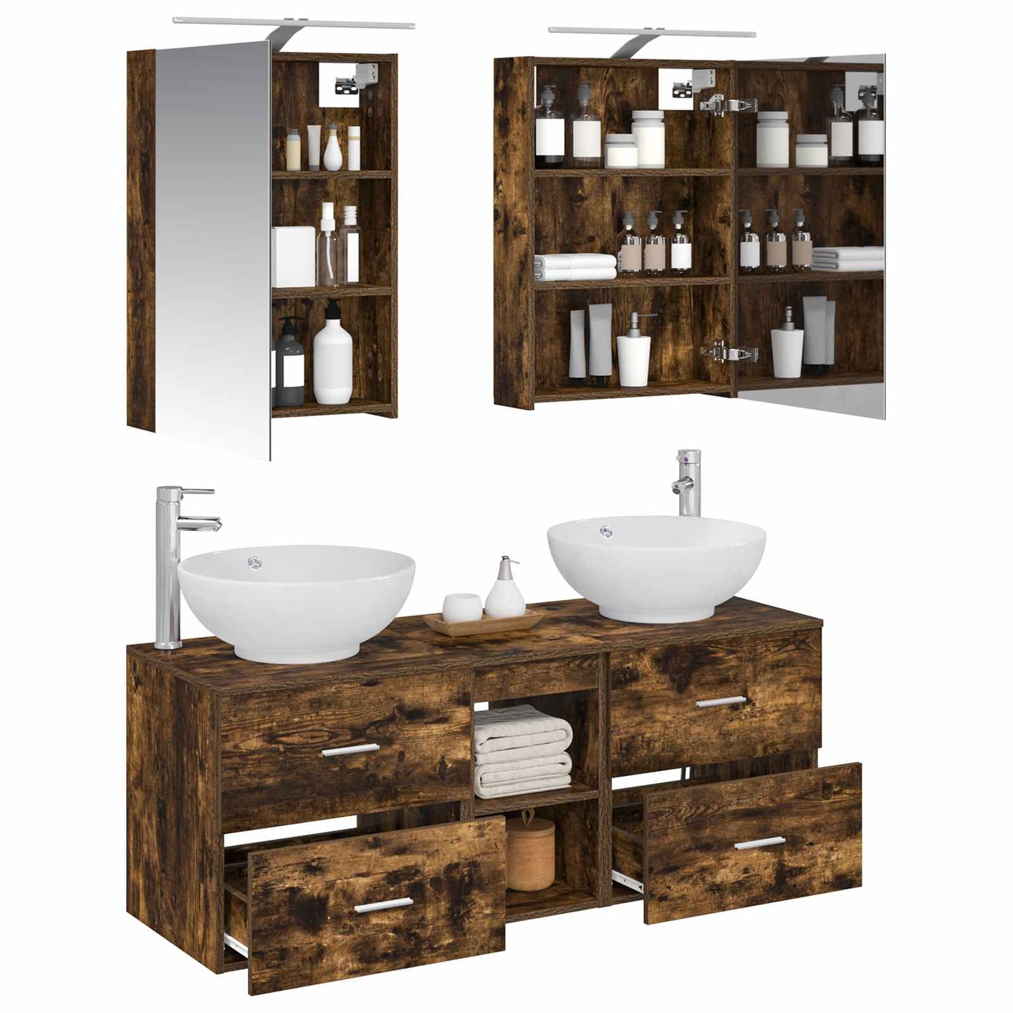 vidaXL Bathroom Furniture Set 5 pcs Smoked Oak