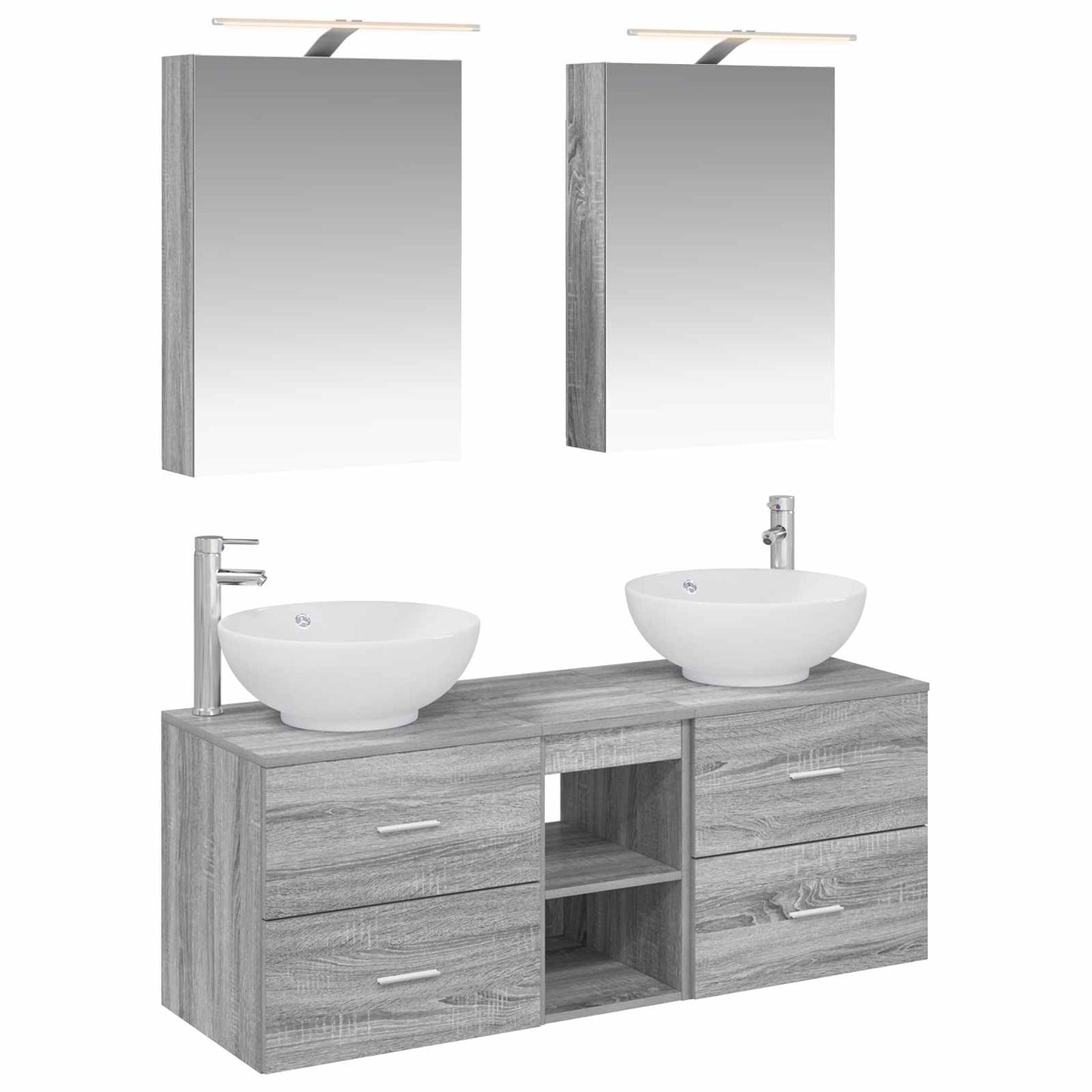 vidaXL Bathroom Furniture Set 5 pcs Grey Sonoma