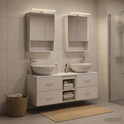 vidaXL Bathroom Furniture Set 5 pcs White Engineered Wood and Glass