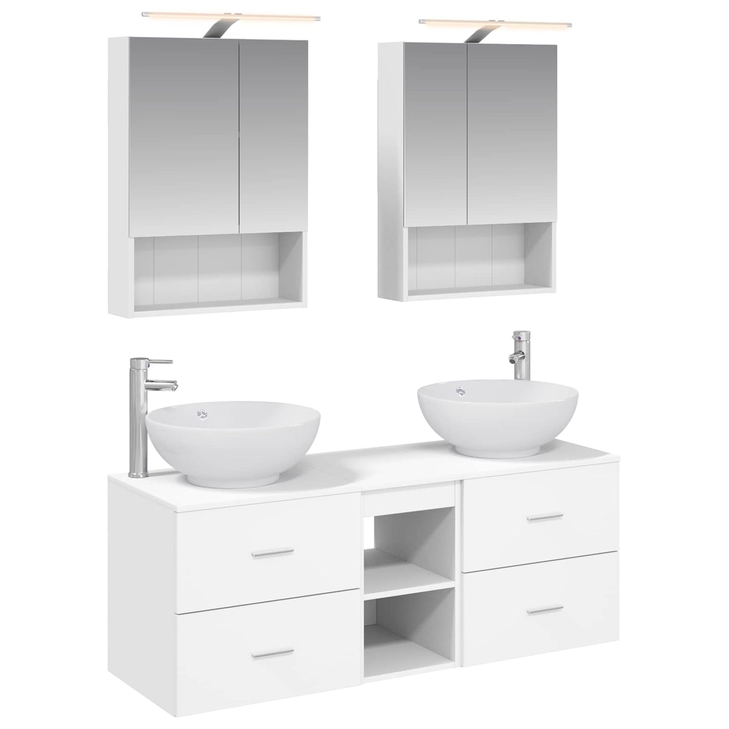 vidaXL Bathroom Furniture Set 5 pcs White Engineered Wood and Glass