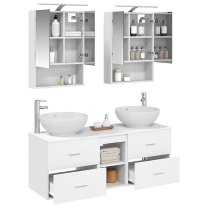 vidaXL Bathroom Furniture Set 5 pcs White Engineered Wood and Glass