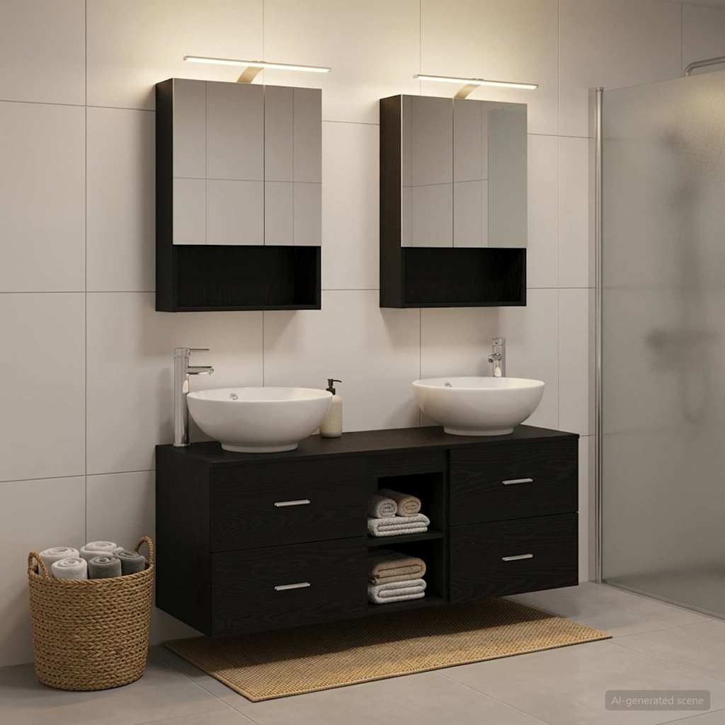vidaXL Bathroom Furniture Set 5 pcs Black Oak