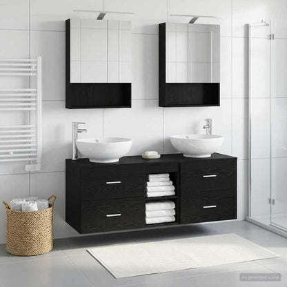 vidaXL Bathroom Furniture Set 5 pcs Black Oak