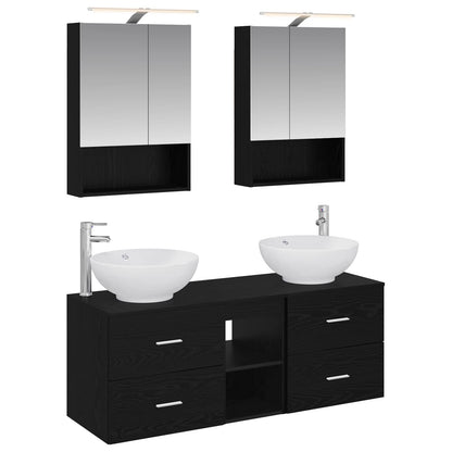 vidaXL Bathroom Furniture Set 5 pcs Black Oak