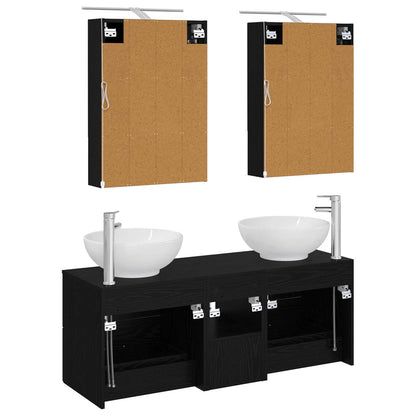 vidaXL Bathroom Furniture Set 5 pcs Black Oak