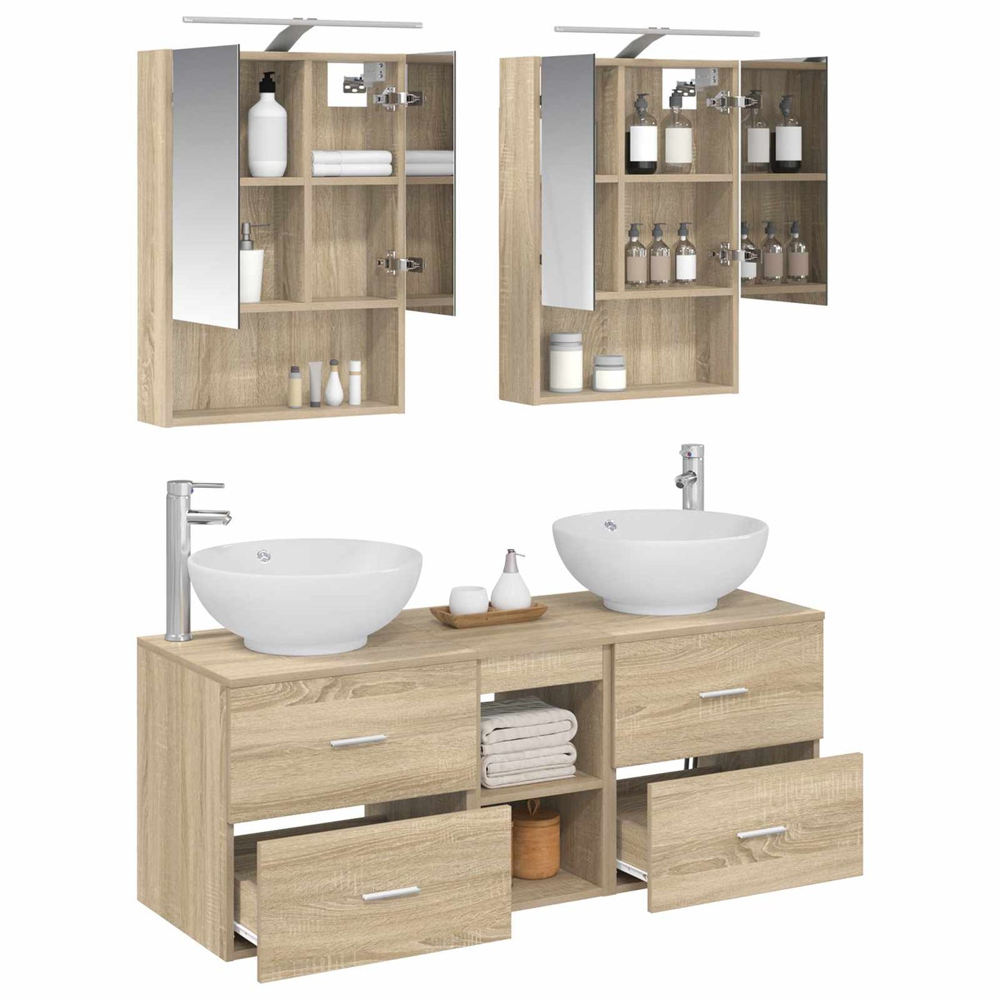 vidaXL Bathroom Furniture Set 5 pcs Sonoma Oak