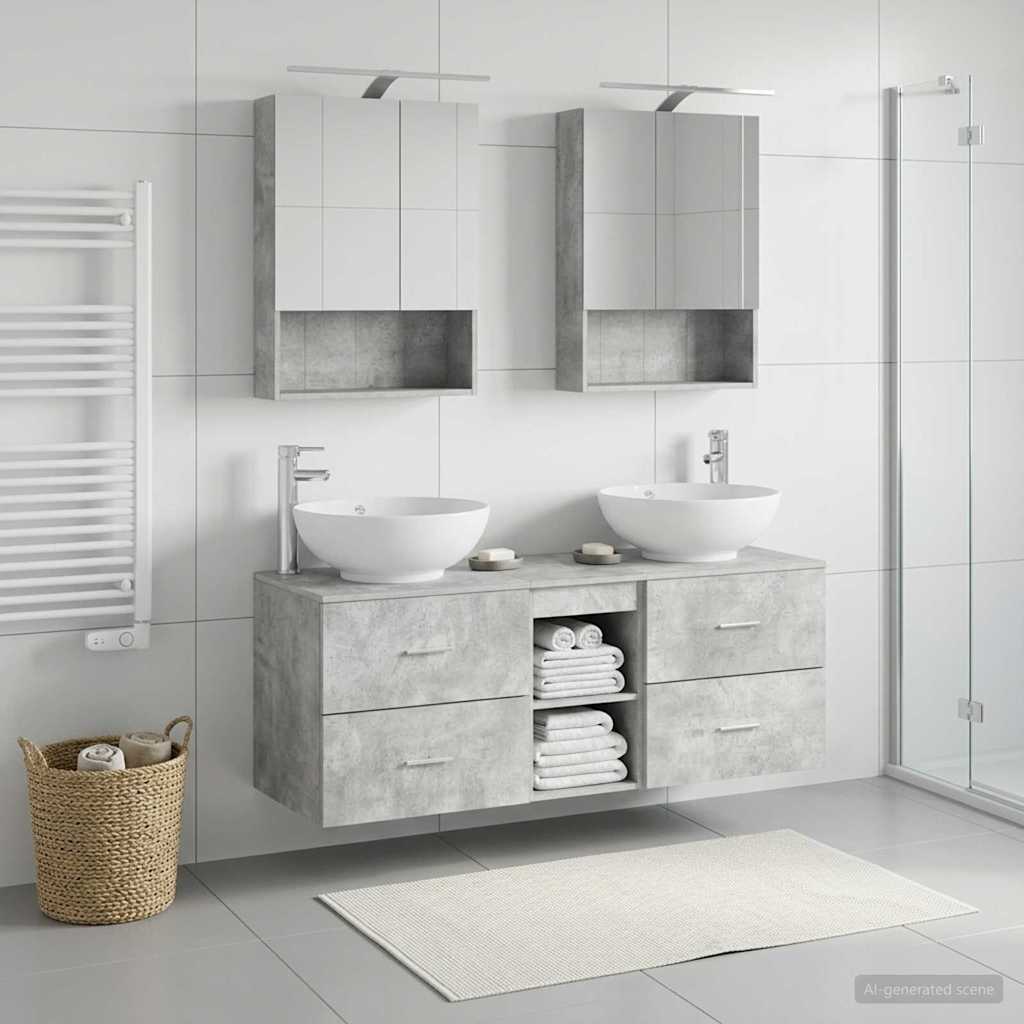 vidaXL Bathroom Furniture Set 5 pcs Concrete Grey