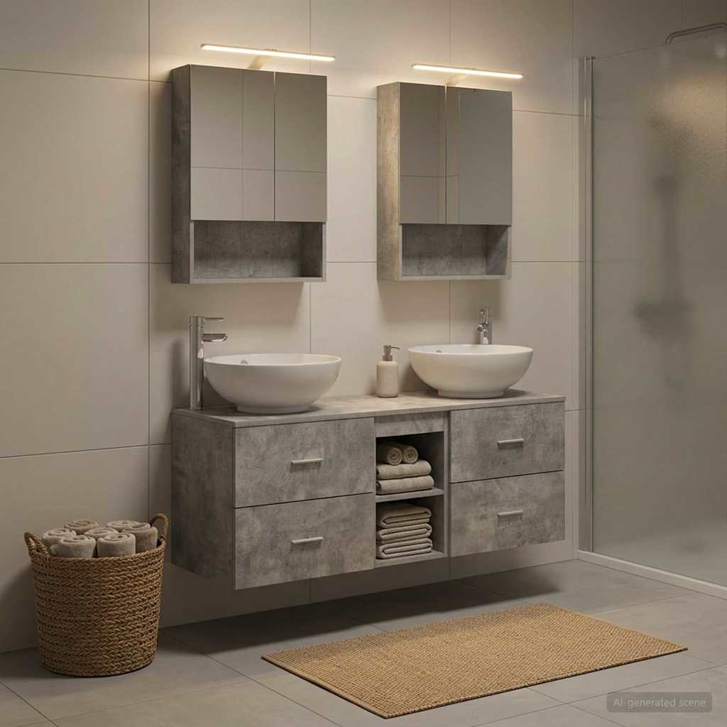 vidaXL Bathroom Furniture Set 5 pcs Concrete Grey