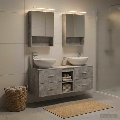 vidaXL Bathroom Furniture Set 5 pcs Concrete Grey