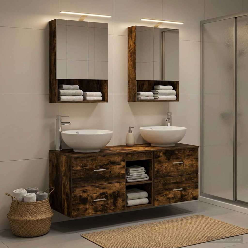 vidaXL Bathroom Furniture Set 5 pcs Smoked Oak
