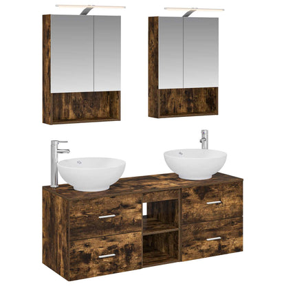 vidaXL Bathroom Furniture Set 5 pcs Smoked Oak