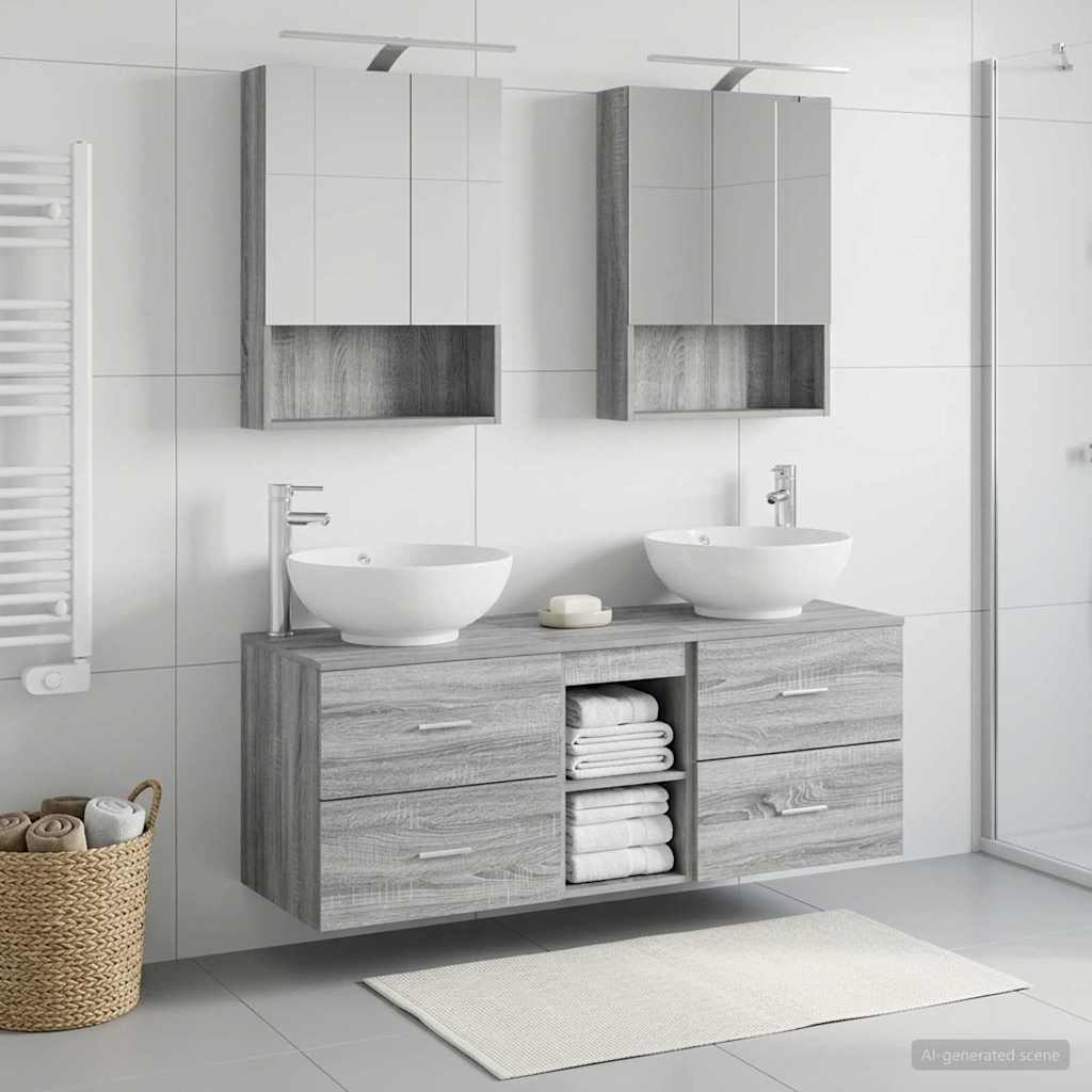 vidaXL Bathroom Furniture Set 5 pcs Grey Sonoma