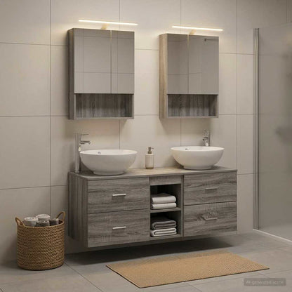 vidaXL Bathroom Furniture Set 5 pcs Grey Sonoma