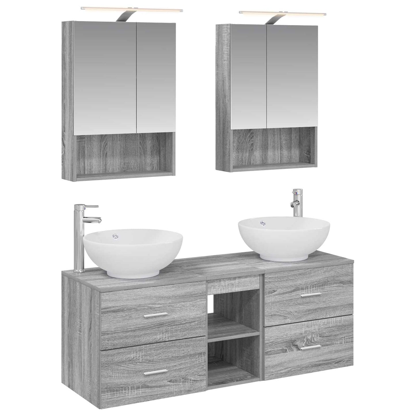vidaXL Bathroom Furniture Set 5 pcs Grey Sonoma