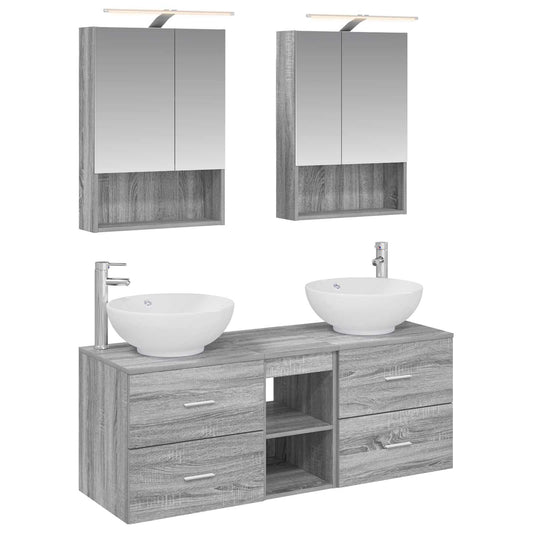 vidaXL Bathroom Furniture Set 5 pcs Grey Sonoma