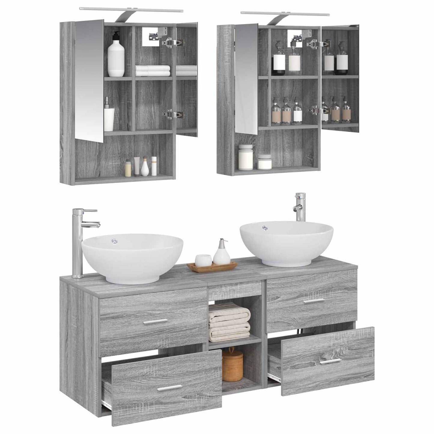 vidaXL Bathroom Furniture Set 5 pcs Grey Sonoma