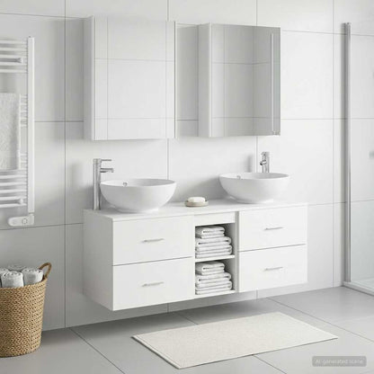 vidaXL Bathroom Furniture Set 5 pcs White Engineered Wood and Glass