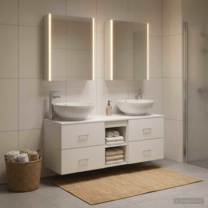 vidaXL Bathroom Furniture Set 5 pcs White Engineered Wood and Glass