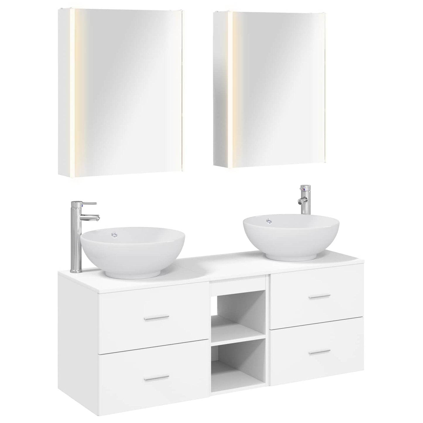vidaXL Bathroom Furniture Set 5 pcs White Engineered Wood and Glass