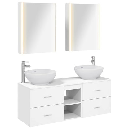 vidaXL Bathroom Furniture Set 5 pcs White Engineered Wood and Glass