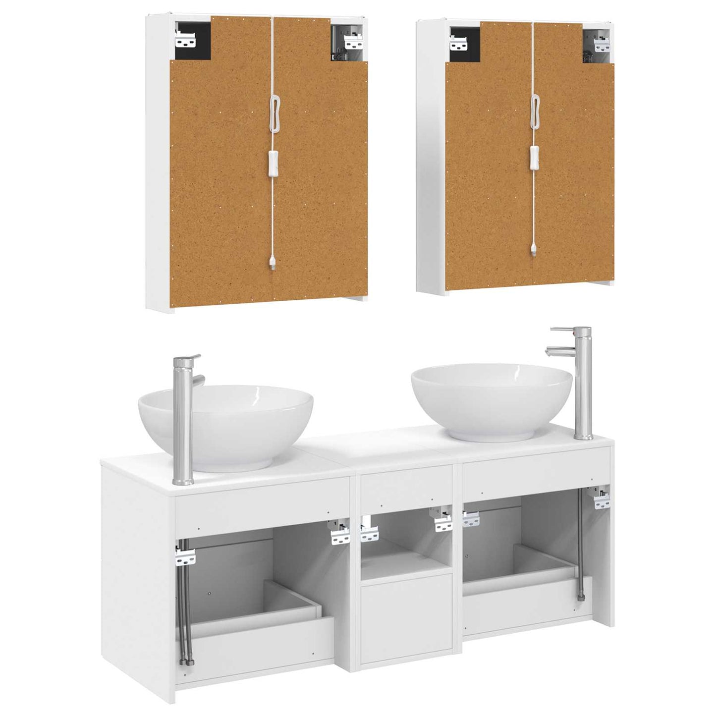 vidaXL Bathroom Furniture Set 5 pcs White Engineered Wood and Glass