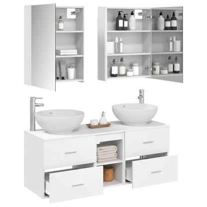 vidaXL Bathroom Furniture Set 5 pcs White Engineered Wood and Glass