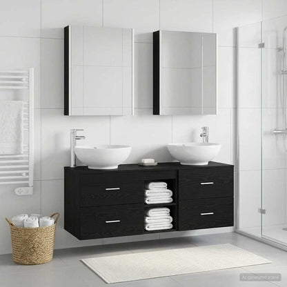 vidaXL Bathroom Furniture Set 5 pcs Black Oak