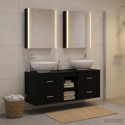 vidaXL Bathroom Furniture Set 5 pcs Black Oak