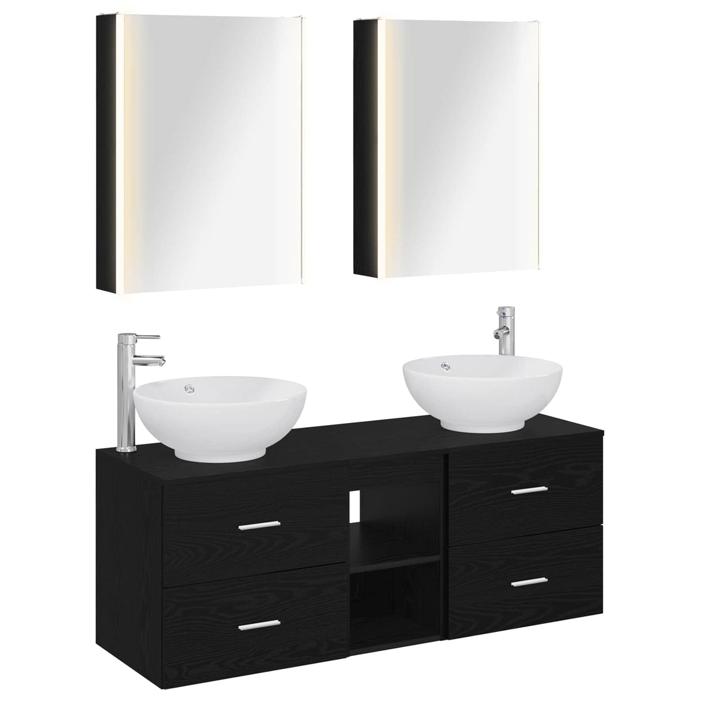vidaXL Bathroom Furniture Set 5 pcs Black Oak