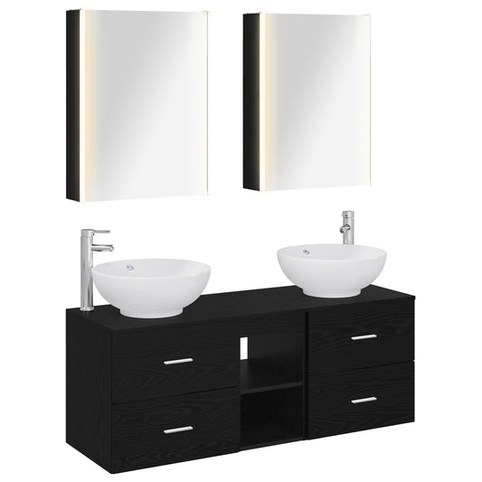 vidaXL Bathroom Furniture Set 5 pcs Black Oak
