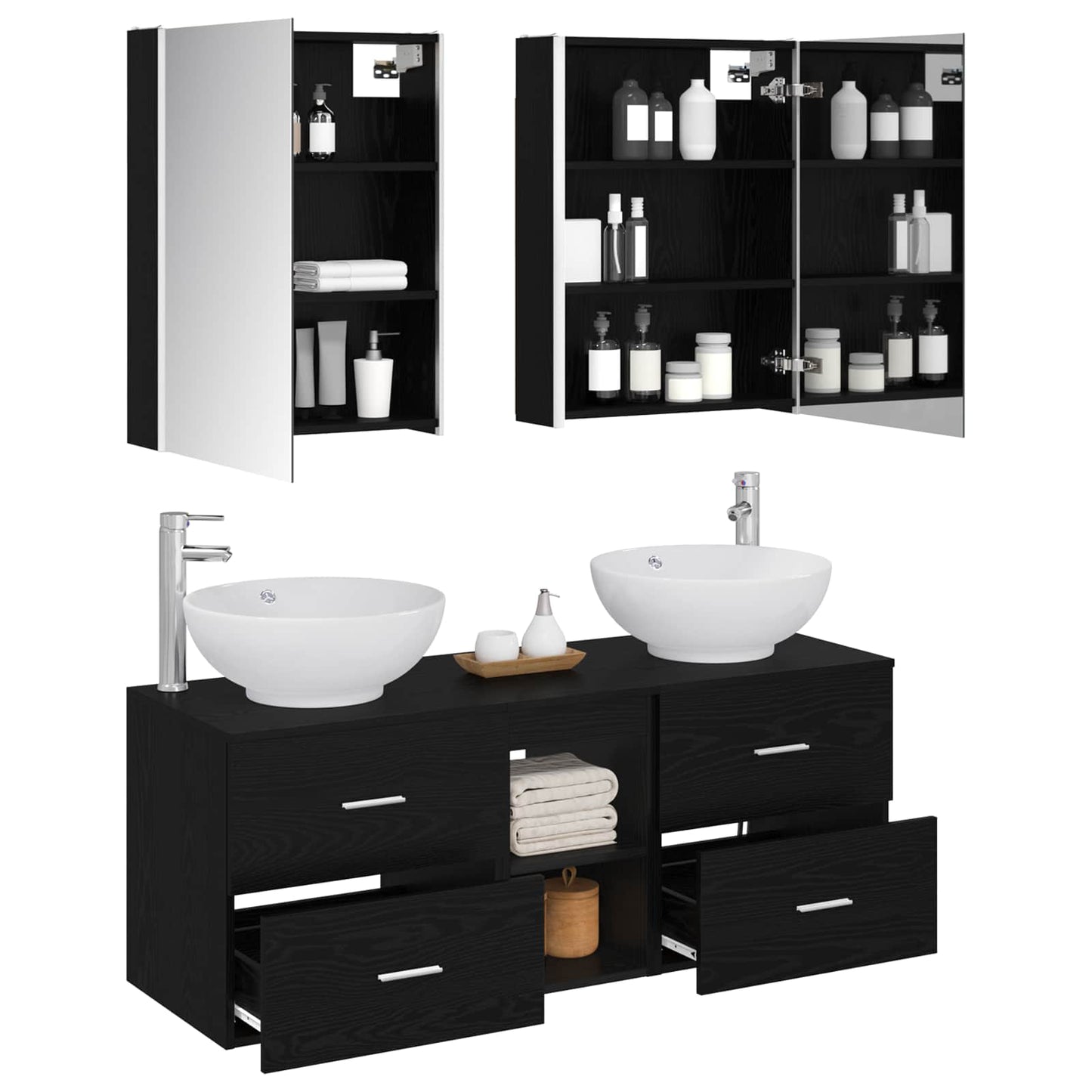 vidaXL Bathroom Furniture Set 5 pcs Black Oak