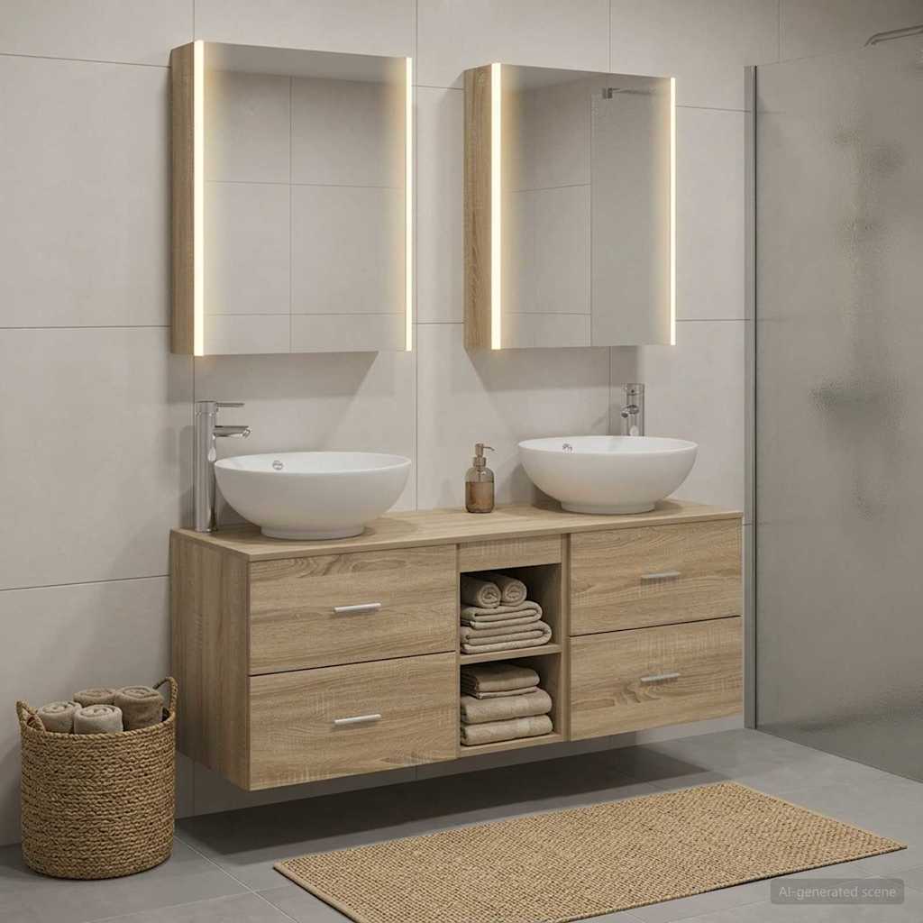 vidaXL Bathroom Furniture Set 5 pcs Sonoma Oak