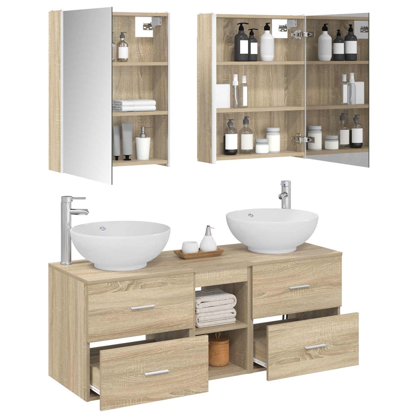 vidaXL Bathroom Furniture Set 5 pcs Sonoma Oak