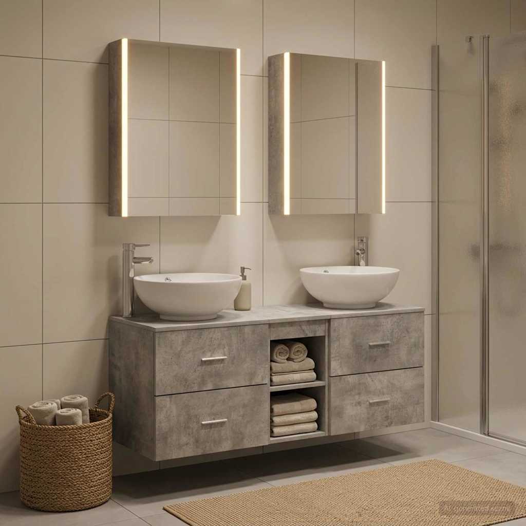 vidaXL Bathroom Furniture Set 5 pcs Concrete Grey