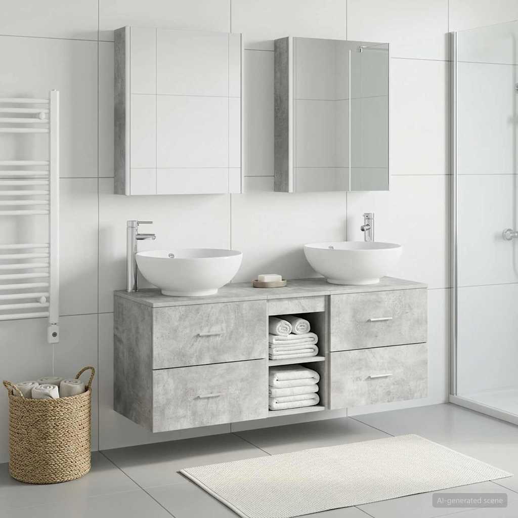 vidaXL Bathroom Furniture Set 5 pcs Concrete Grey