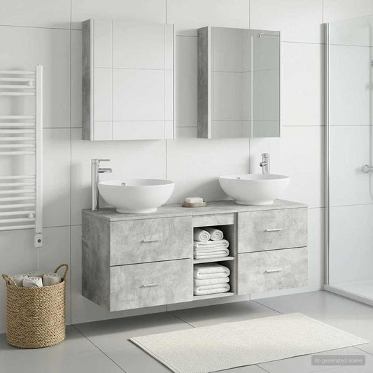 vidaXL Bathroom Furniture Set 5 pcs Concrete Grey