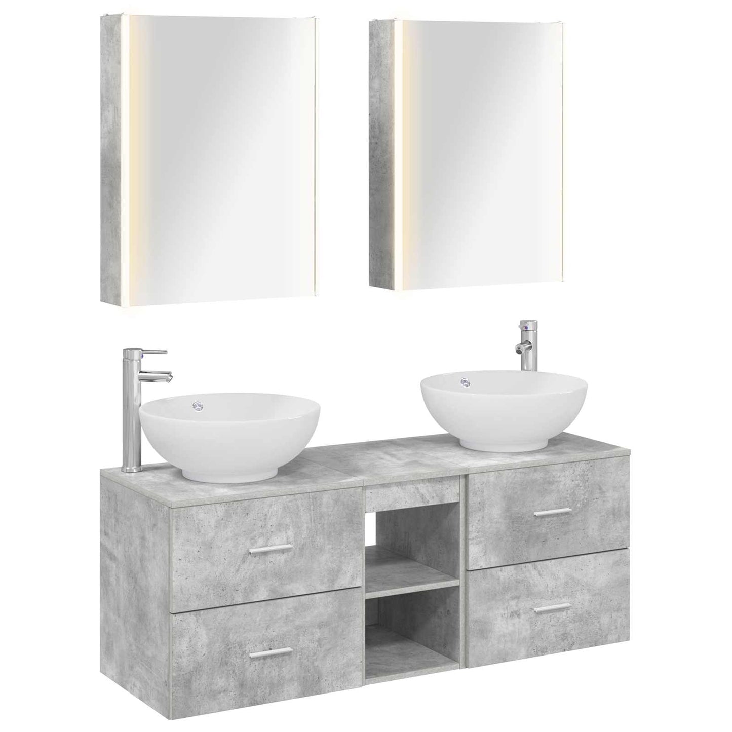 vidaXL Bathroom Furniture Set 5 pcs Concrete Grey