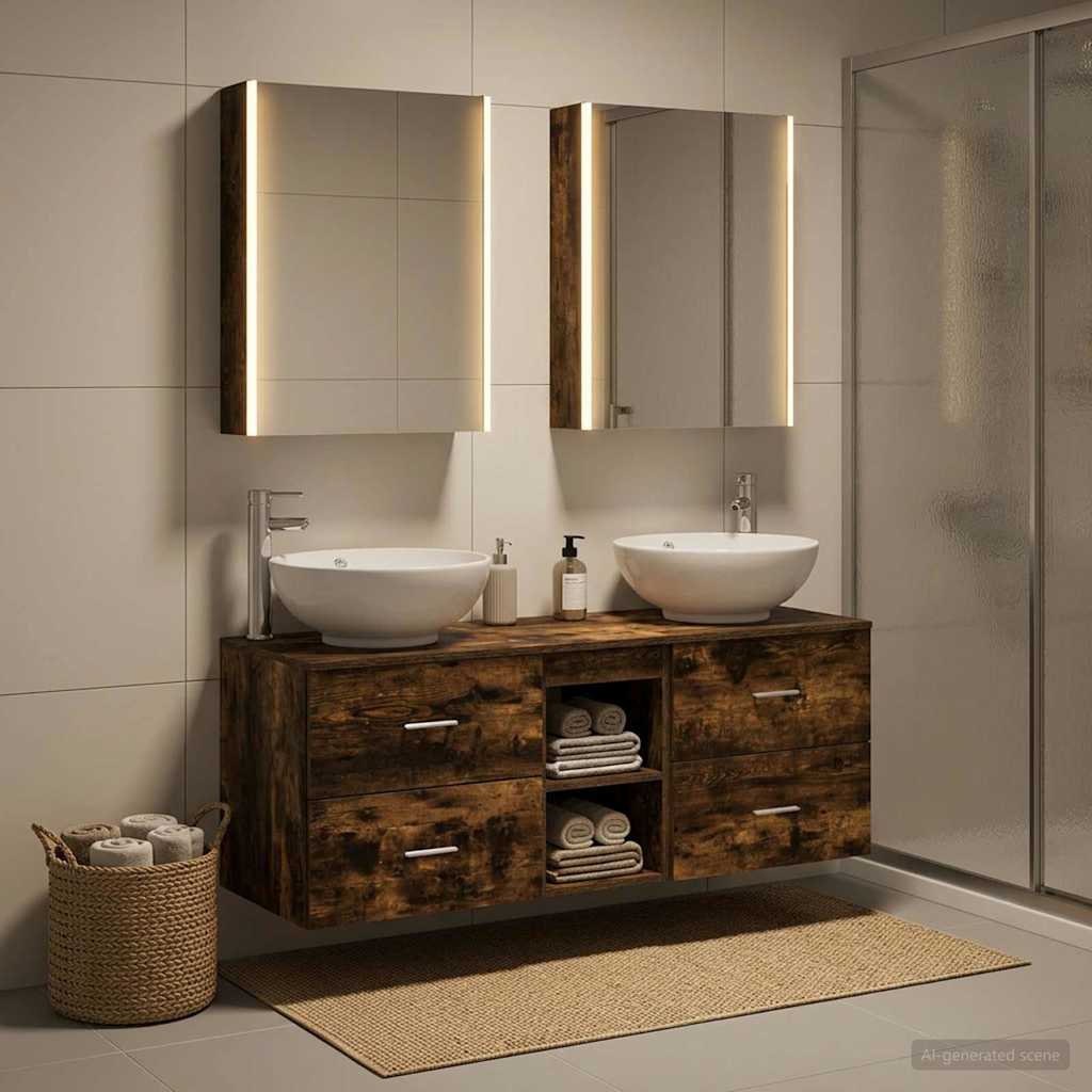vidaXL Bathroom Furniture Set 5 pcs Smoked Oak