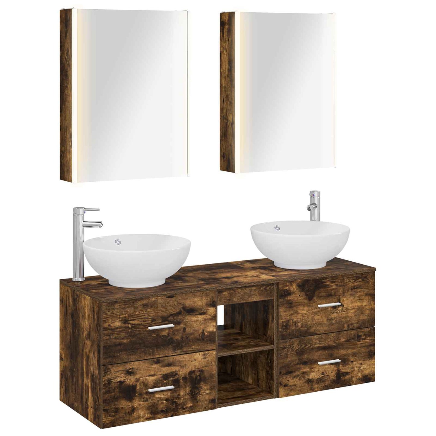 vidaXL Bathroom Furniture Set 5 pcs Smoked Oak