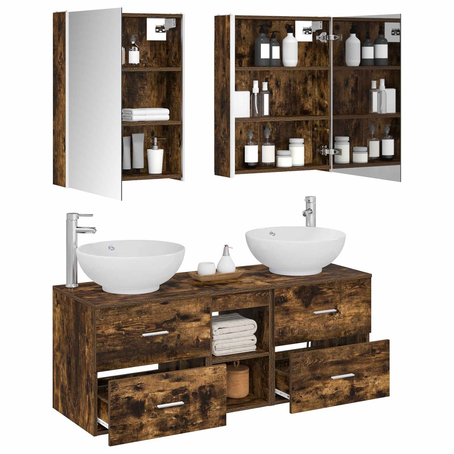 vidaXL Bathroom Furniture Set 5 pcs Smoked Oak