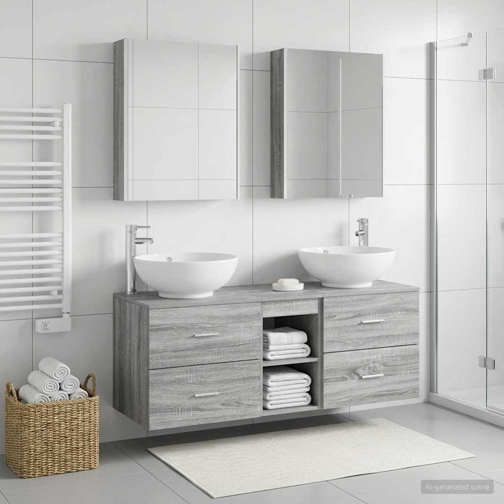 vidaXL Bathroom Furniture Set 5 pcs Grey Sonoma