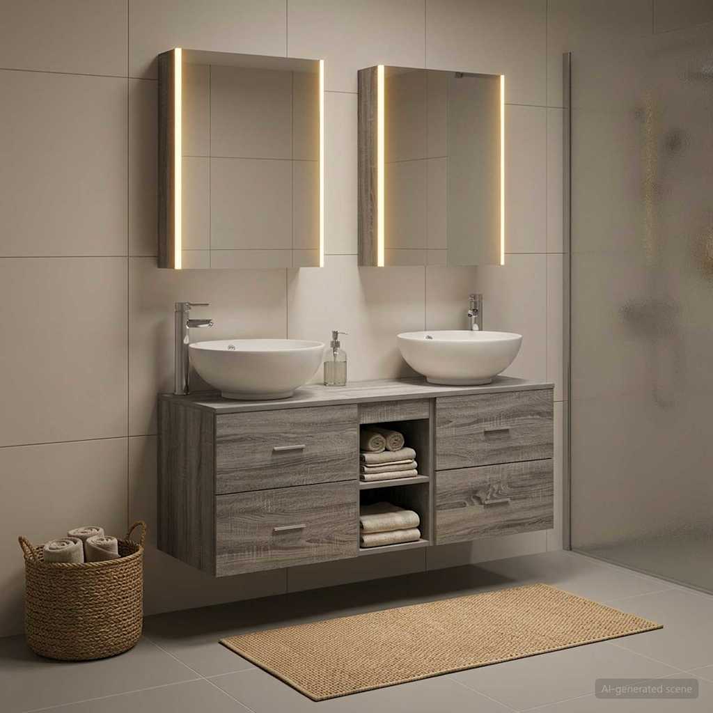 vidaXL Bathroom Furniture Set 5 pcs Grey Sonoma