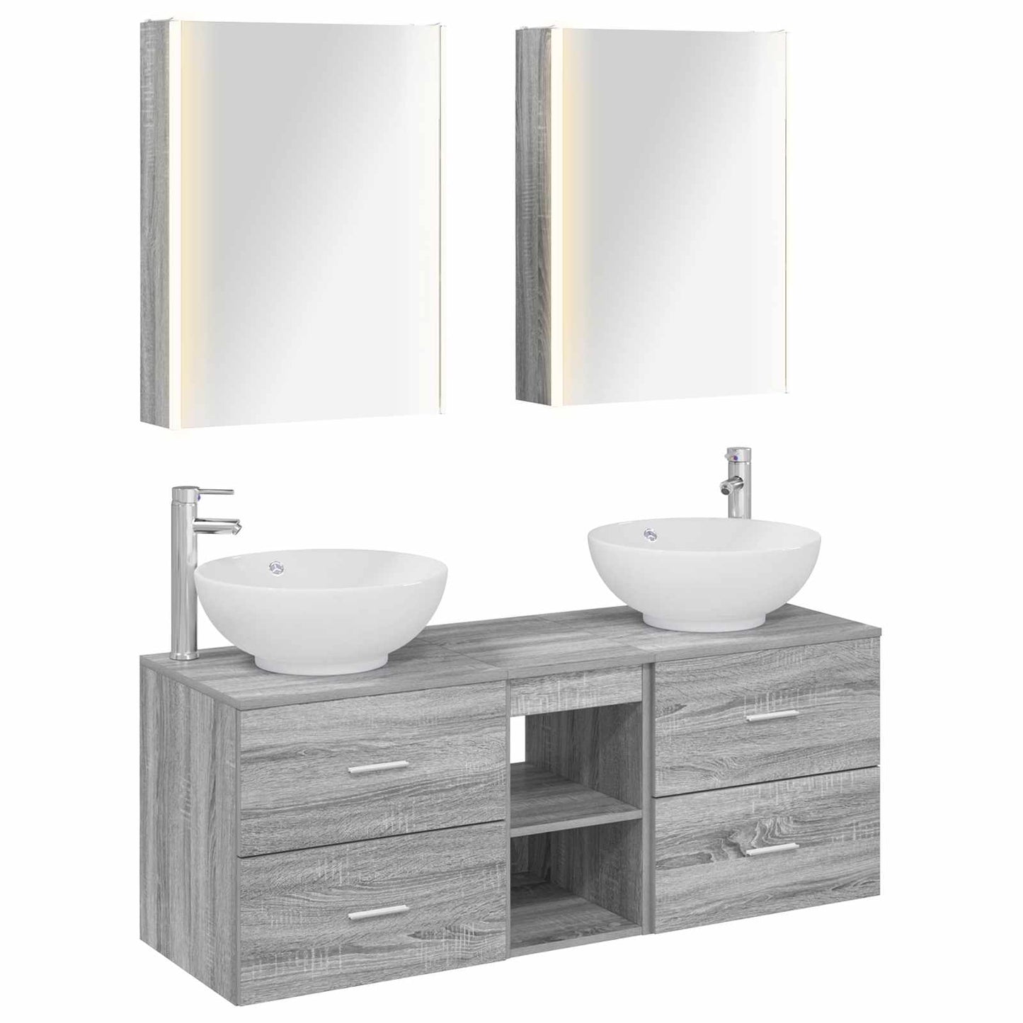 vidaXL Bathroom Furniture Set 5 pcs Grey Sonoma