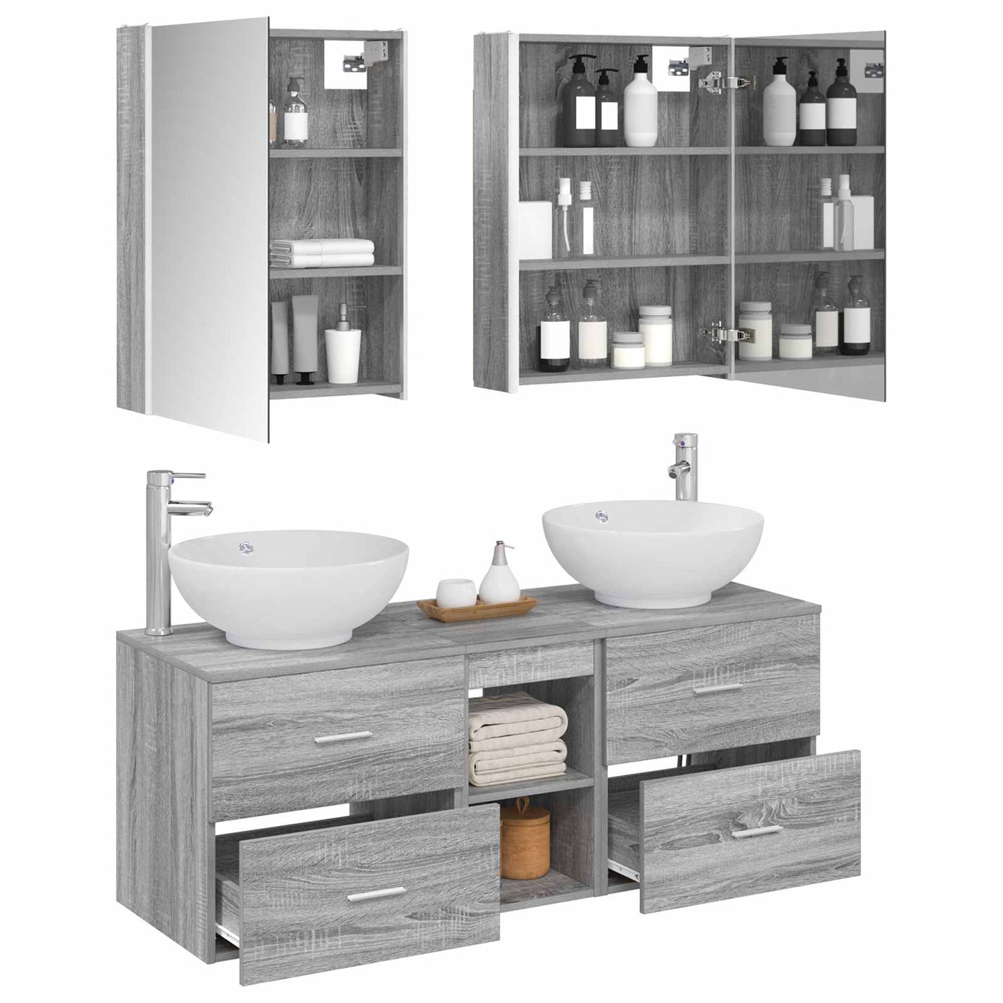 vidaXL Bathroom Furniture Set 5 pcs Grey Sonoma