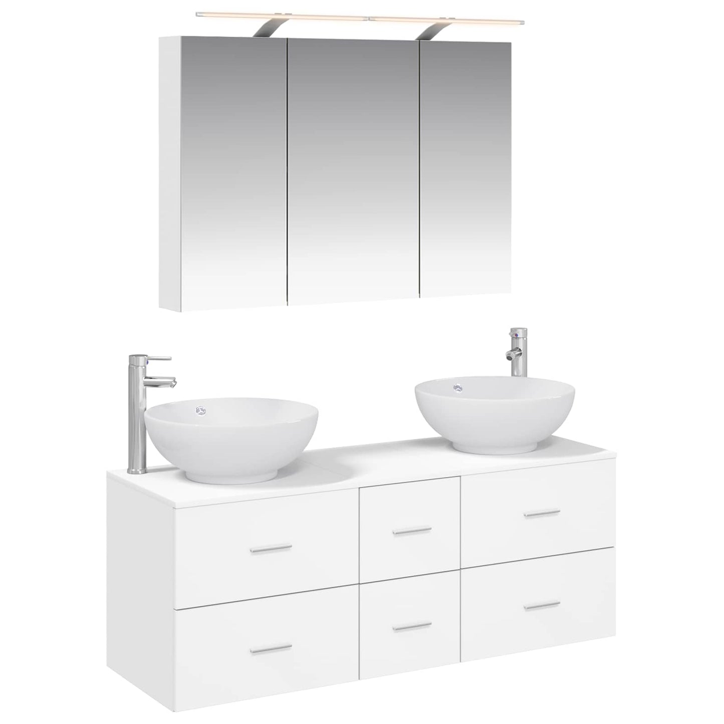 vidaXL Bathroom Furniture Set 4 pcs White Engineered Wood and Glass