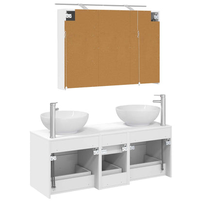 vidaXL Bathroom Furniture Set 4 pcs White Engineered Wood and Glass