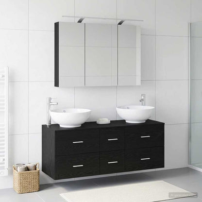 vidaXL Bathroom Furniture Set 4 pcs Black Oak