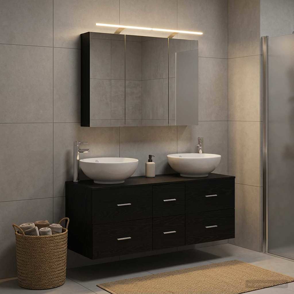 vidaXL Bathroom Furniture Set 4 pcs Black Oak