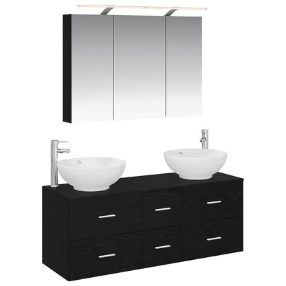 vidaXL Bathroom Furniture Set 4 pcs Black Oak