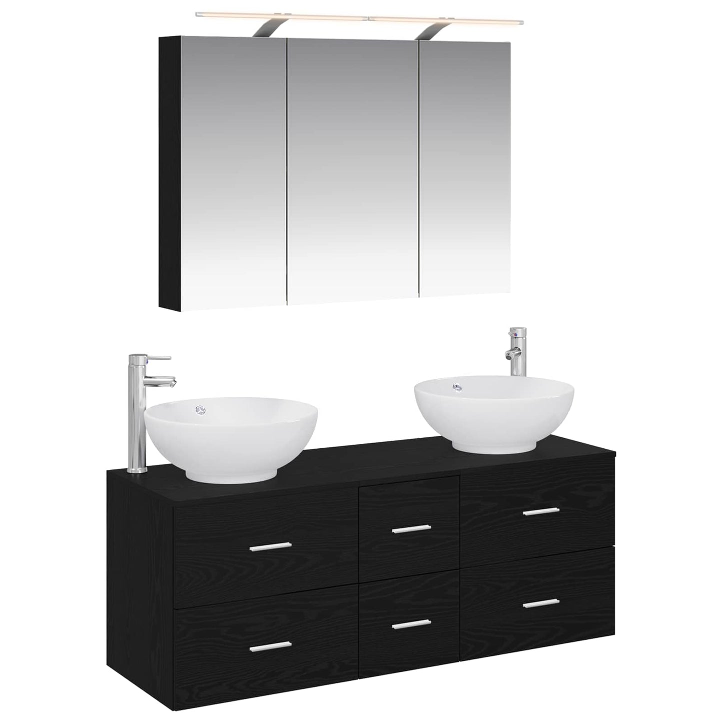 vidaXL Bathroom Furniture Set 4 pcs Black Oak